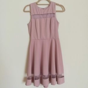NWOT - Lulus Beige/Nude Mesh Skater Dress